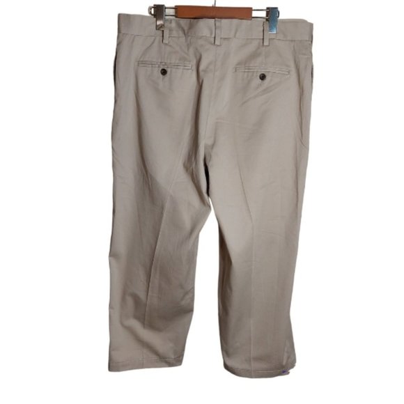 Eddie Bauer Men's Dress Performance Flat-Front Beige Khakis - Size 38 x 30 - Picture 2 of 6